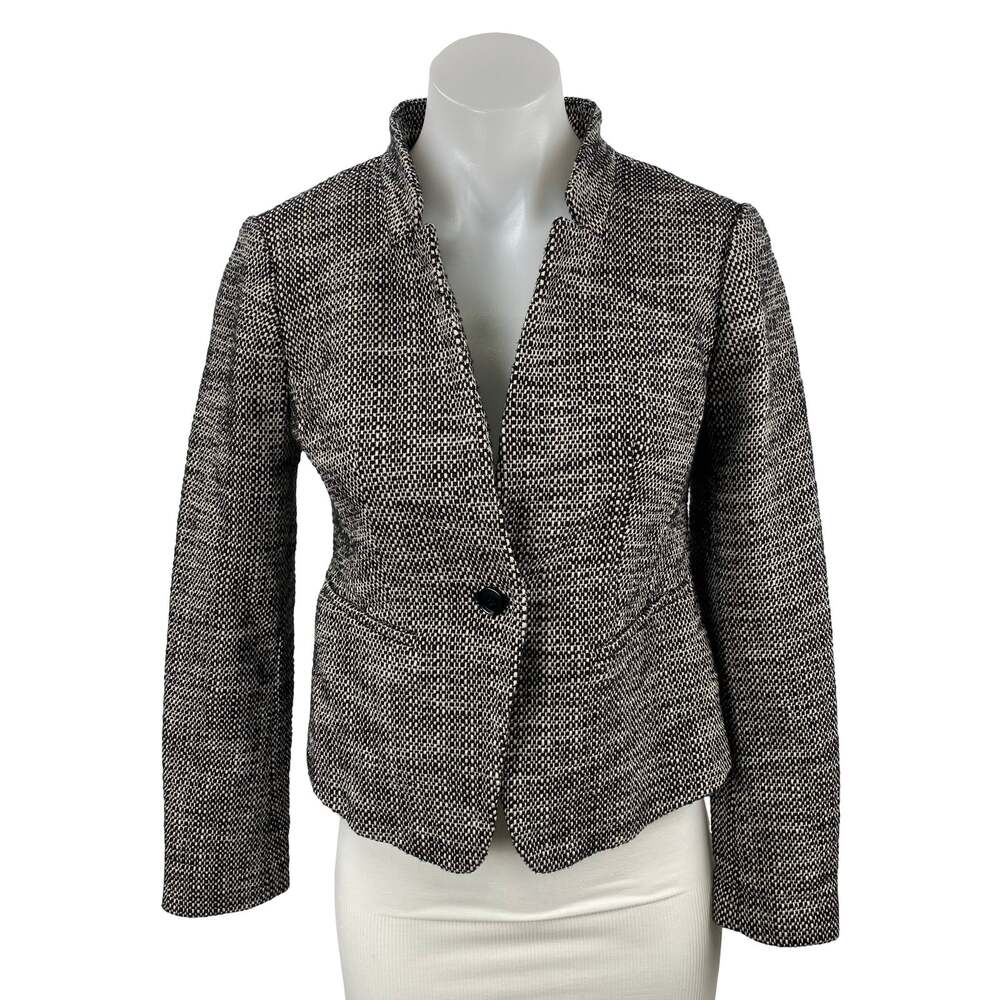 Ann Taylor LOFT Gray Textured Long Sleeve Single Breasted Blazer Coat Jacket 0